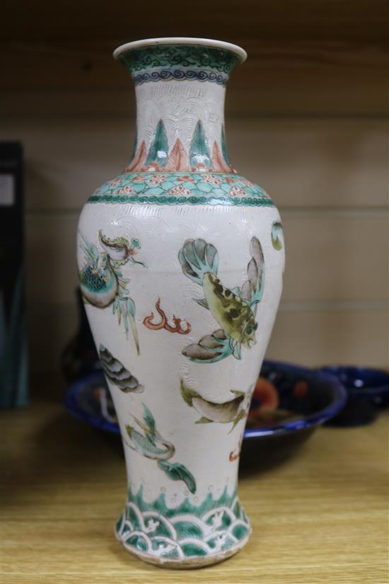 A Chinese famille verte vase, 19th century, H.25cm